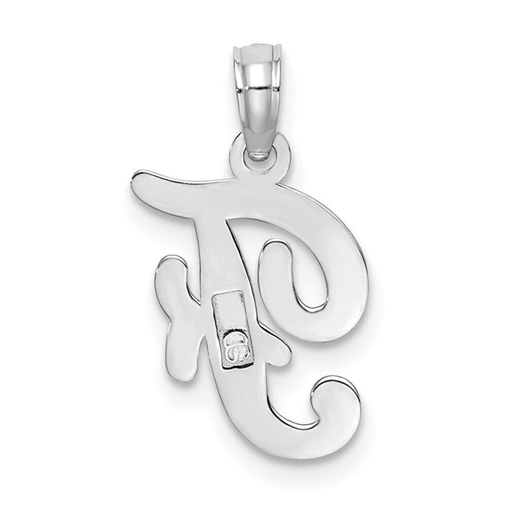10k White Gold Polished F Script Initial Charm - image 4